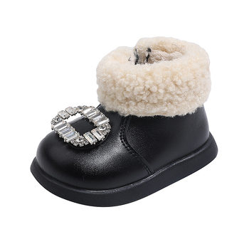 Martin čizme za djecu 1–3 godine, krzno ovratnik i flis podstava, bočni zatvarač, PU gornji dio, gumeni potplat, srednja visina, korejska verzija, zima 2025