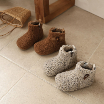 Dječje čizme u francuskom Birkenstock stilu, s krznom iznutra, tople zimske čizme, korejski stil