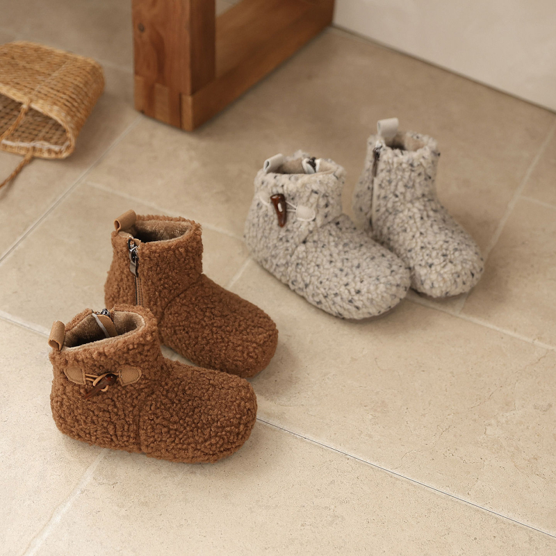 Dječje čizme u francuskom Birkenstock stilu, s krznom iznutra, tople zimske čizme, korejski stil