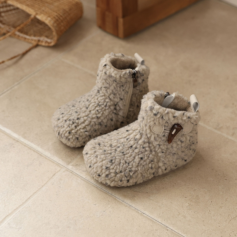 Dječje čizme u francuskom Birkenstock stilu, s krznom iznutra, tople zimske čizme, korejski stil