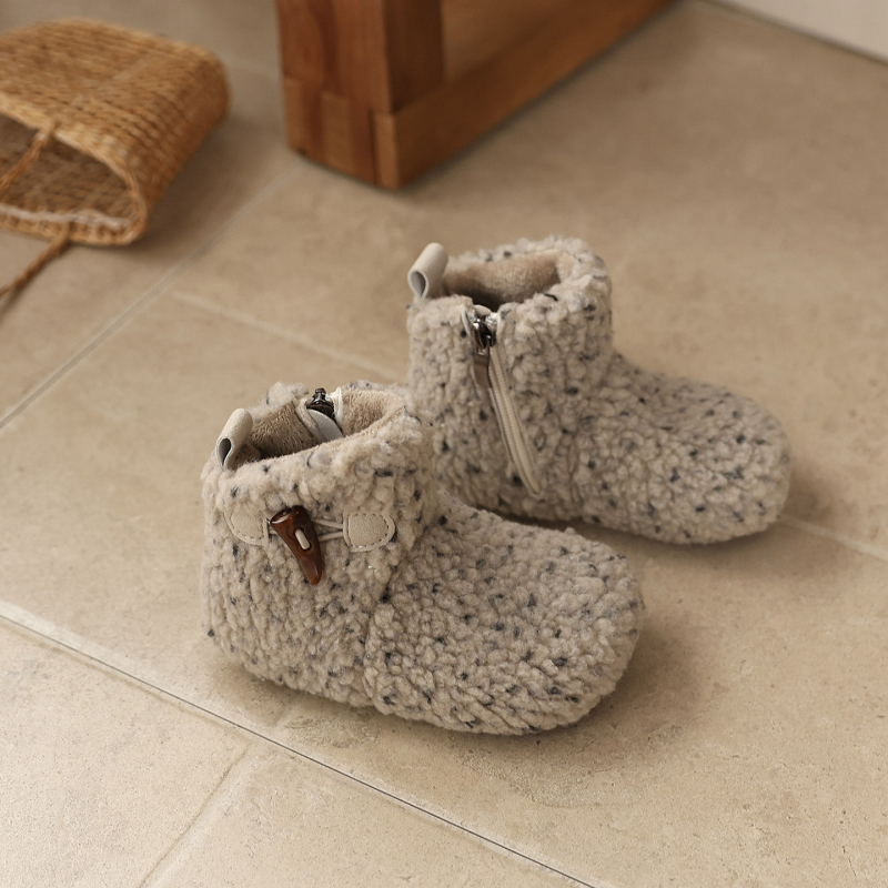 Dječje čizme u francuskom Birkenstock stilu, s krznom iznutra, tople zimske čizme, korejski stil