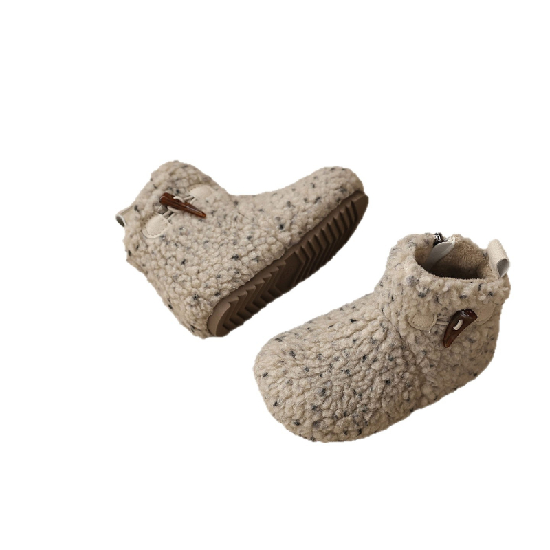 Dječje čizme u francuskom Birkenstock stilu, s krznom iznutra, tople zimske čizme, korejski stil