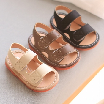 Dječje ljetne sandale, unisex, Velcro zatvaranje, mekana potplata, jednobojne, minimalističkog korejskog stila za plažu