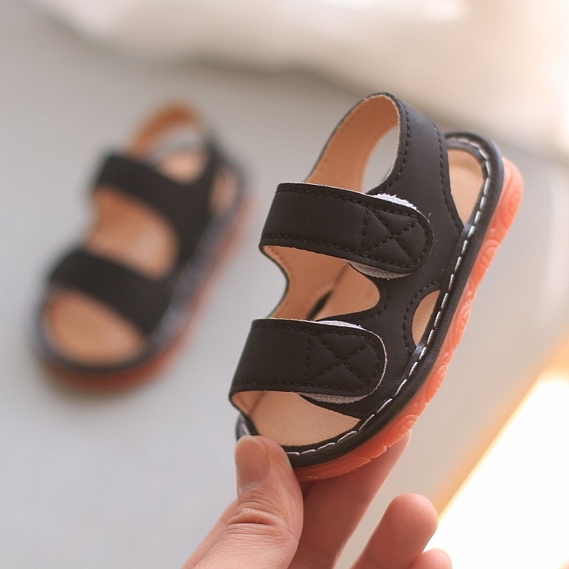 Dječje ljetne sandale, unisex, Velcro zatvaranje, mekana potplata, jednobojne, minimalističkog korejskog stila za plažu