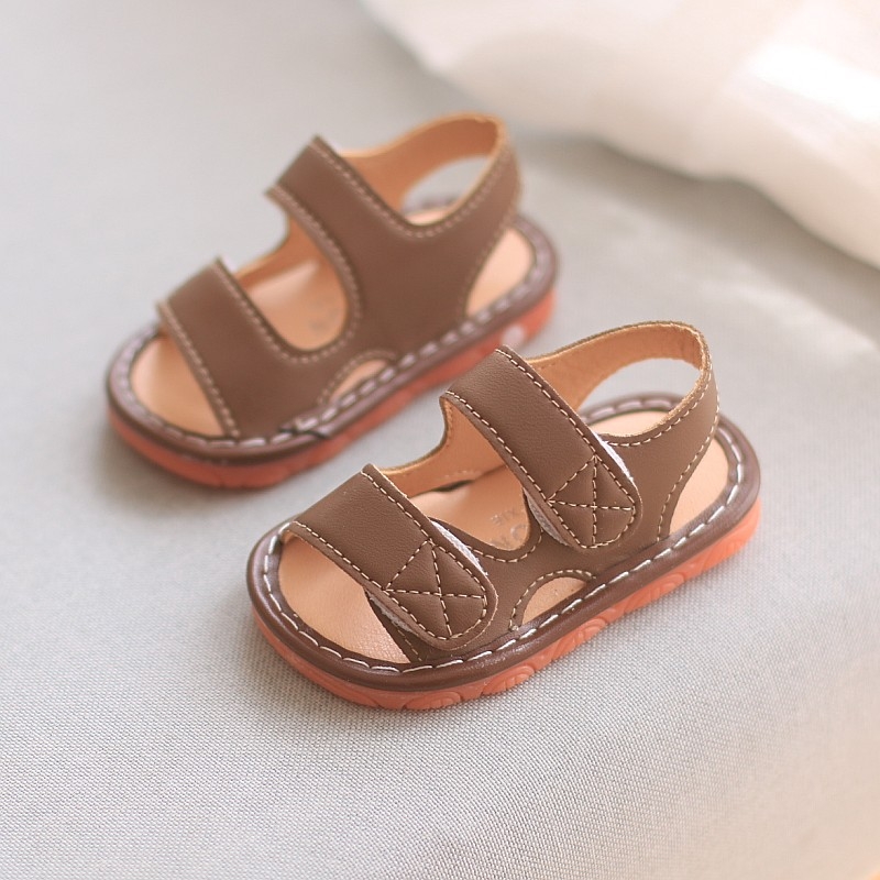 Dječje ljetne sandale, unisex, Velcro zatvaranje, mekana potplata, jednobojne, minimalističkog korejskog stila za plažu