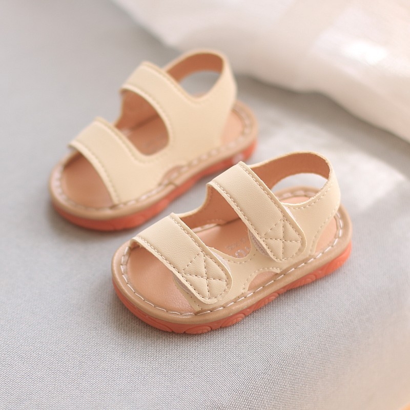 Dječje ljetne sandale, unisex, Velcro zatvaranje, mekana potplata, jednobojne, minimalističkog korejskog stila za plažu