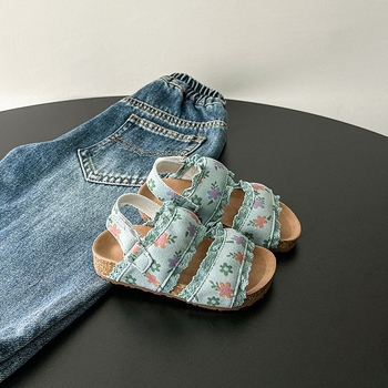 Sandale pentru fetițe, din piele sintetică, stil coreean, design floral de prințesă, antiderapante, pentru copii 1–3 și 4–6 ani