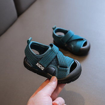 Unisex dječje sandale s platnenim gornjim dijelom, PU potplat, Velcro zatvarač, jednobojni model, ljeto 2023