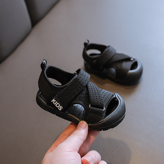 Unisex dječje sandale s platnenim gornjim dijelom, PU potplat, Velcro zatvarač, jednobojni model, ljeto 2023
