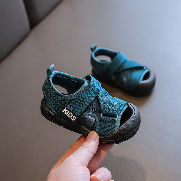 Unisex dječje sandale s platnenim gornjim dijelom, PU potplat, Velcro zatvarač, jednobojni model, ljeto 2023