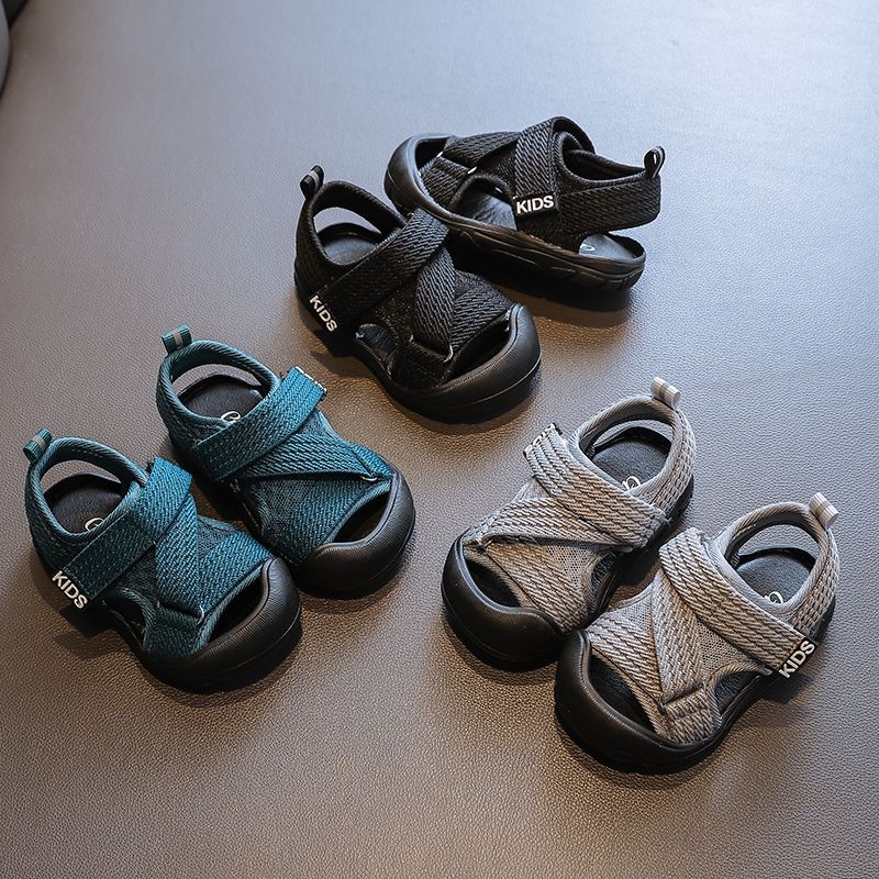 Unisex dječje sandale s platnenim gornjim dijelom, PU potplat, Velcro zatvarač, jednobojni model, ljeto 2023