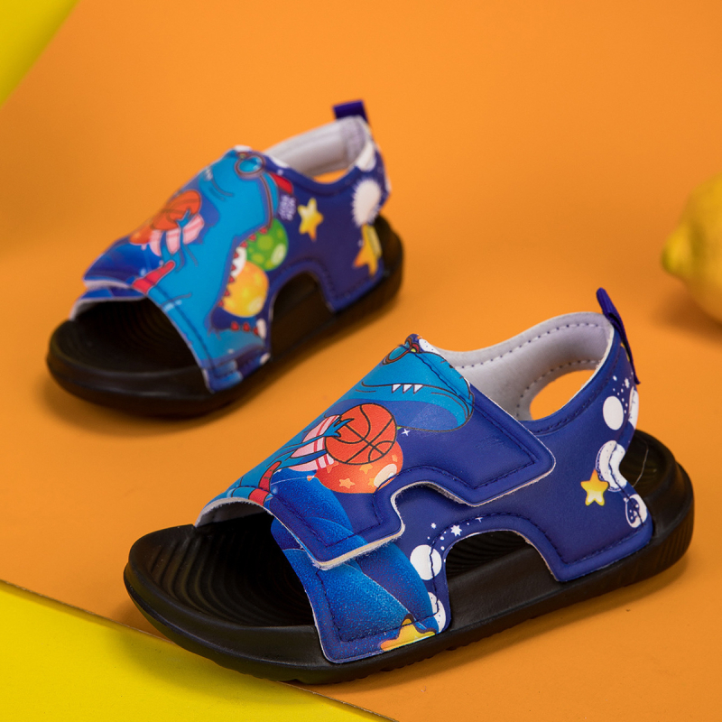 Unisex dječje ljetne sandale s karikaturnim uzorkom, gornji dio od umjetne kože, EVA potplat, Velcro kopča, lagane i prozračne
