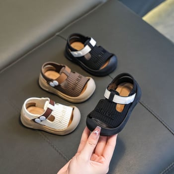 Egypántos babaszandál – Cartoon minta, PVC felsőrész és talp, Velcro-zárás, 1–3 éveseknek