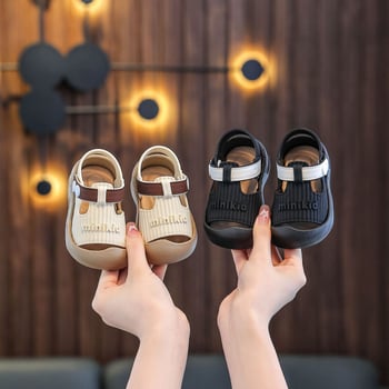 Egypántos babaszandál – Cartoon minta, PVC felsőrész és talp, Velcro-zárás, 1–3 éveseknek