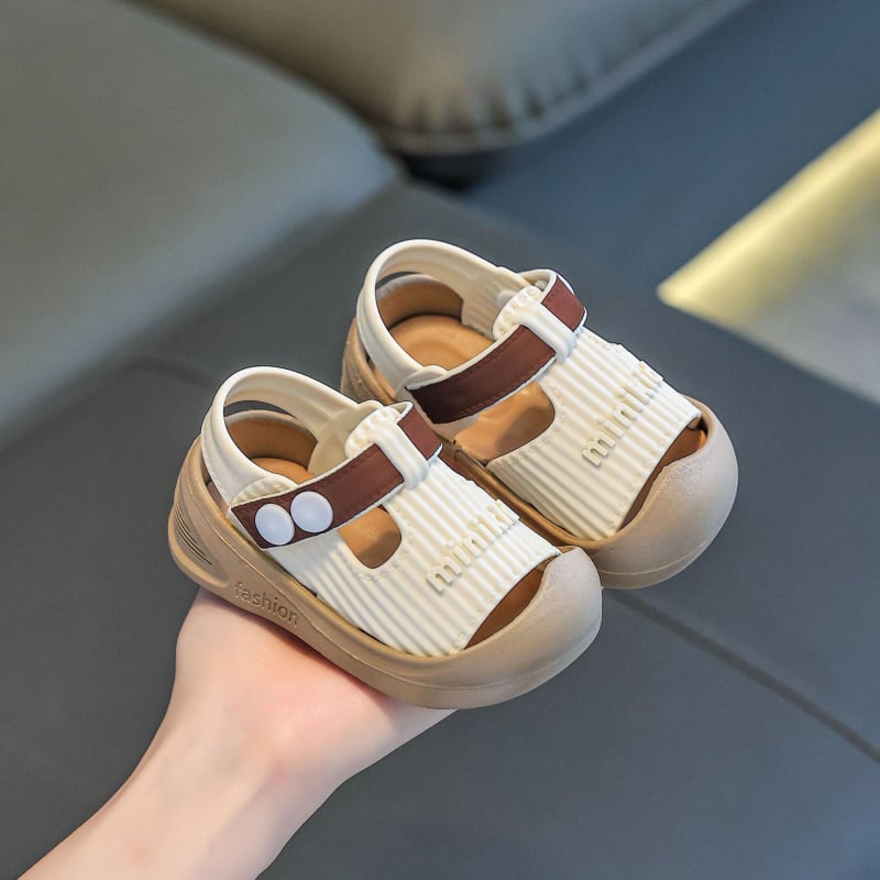 Egypántos babaszandál – Cartoon minta, PVC felsőrész és talp, Velcro-zárás, 1–3 éveseknek