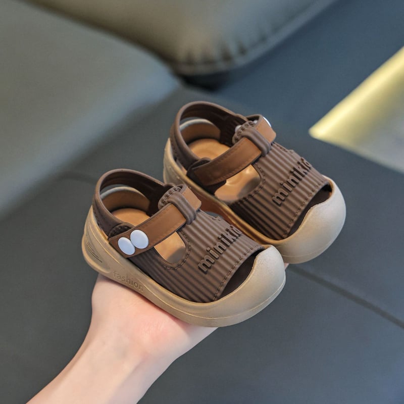 Egypántos babaszandál – Cartoon minta, PVC felsőrész és talp, Velcro-zárás, 1–3 éveseknek