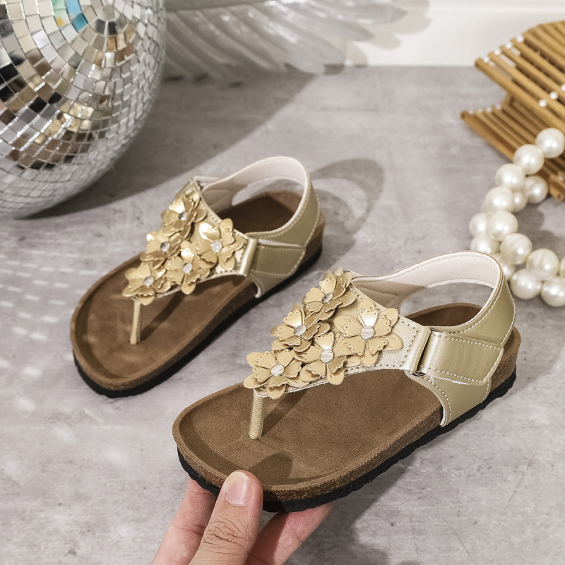 Unisex gyerek parafa szandálok - Casual nyitott ujjas, virágmintás, felső műbőr, EVA talp, 7–12 éveseknek