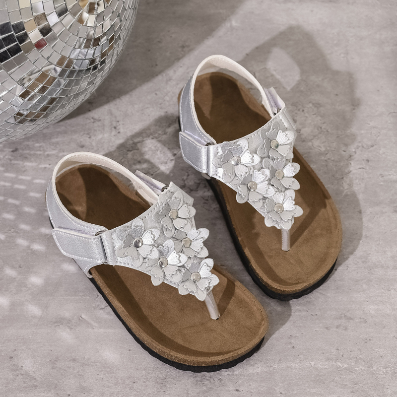 Unisex gyerek parafa szandálok - Casual nyitott ujjas, virágmintás, felső műbőr, EVA talp, 7–12 éveseknek