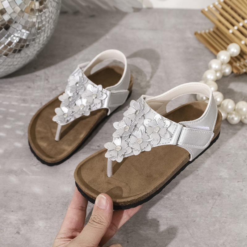 Unisex gyerek parafa szandálok - Casual nyitott ujjas, virágmintás, felső műbőr, EVA talp, 7–12 éveseknek