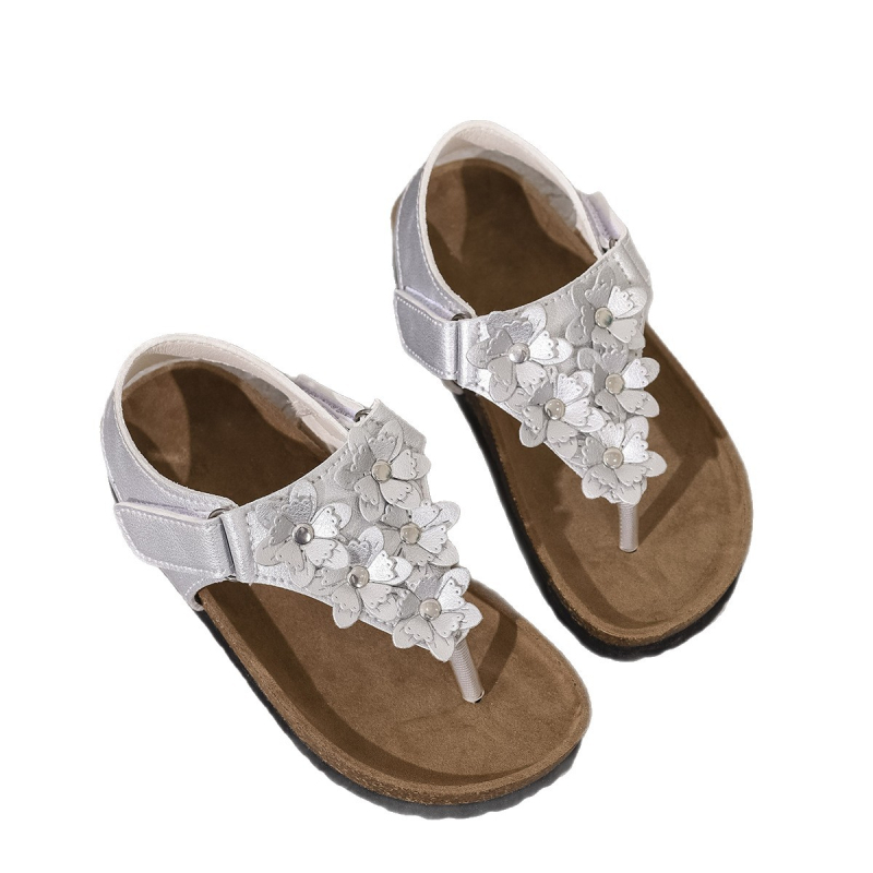 Unisex gyerek parafa szandálok - Casual nyitott ujjas, virágmintás, felső műbőr, EVA talp, 7–12 éveseknek