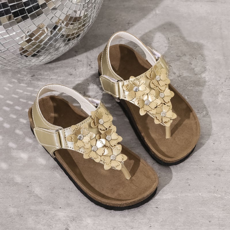 Unisex gyerek parafa szandálok - Casual nyitott ujjas, virágmintás, felső műbőr, EVA talp, 7–12 éveseknek