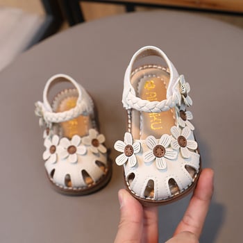 Sandale de prințese pentru fete, vară, din piele artificială, talpă din cauciuc, închidere Velcro, pentru 1–3 ani