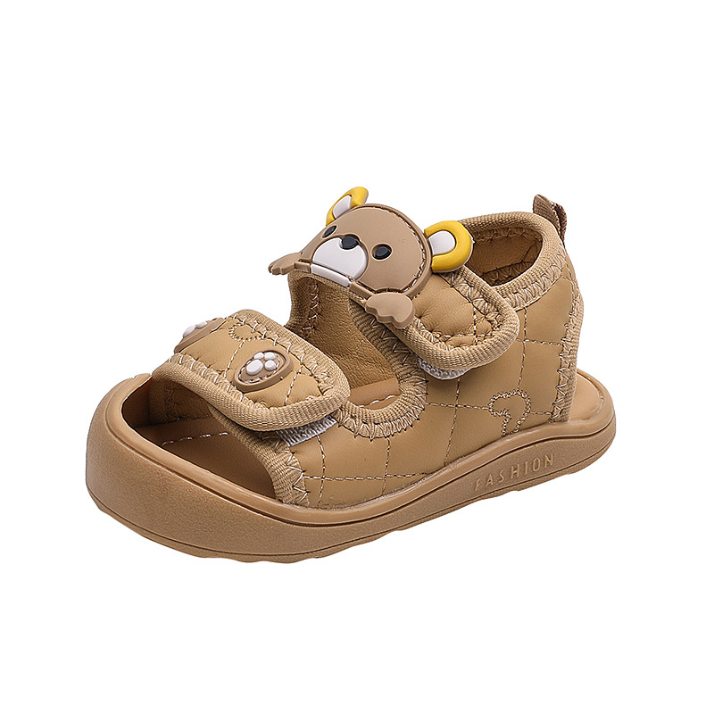 Sandale de vară pentru copii 1–3 ani, partea superioară din piele sintetică respirabilă, închidere Velcro, talpă moale antiderapant, model cu desene animate