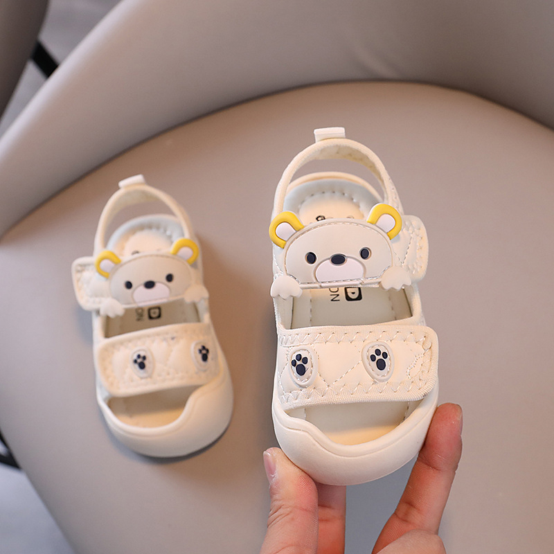 Sandale de vară pentru copii 1–3 ani, partea superioară din piele sintetică respirabilă, închidere Velcro, talpă moale antiderapant, model cu desene animate