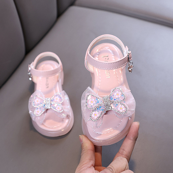 Sandale prințese pentru fete, partea superioară din piele artificială, închidere Velcro, talpă din tendoane de vițel, pentru vârste 1–12 ani