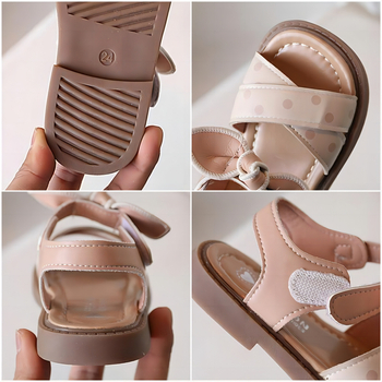 Sandale pentru copii de prințesă, închidere Velcro, partea superioară din piele artificială, talpă din cauciuc, vârsta 1–6 ani