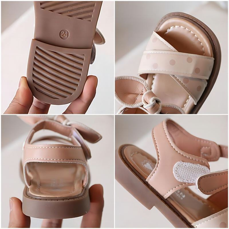 Sandale pentru copii de prințesă, închidere Velcro, partea superioară din piele artificială, talpă din cauciuc, vârsta 1–6 ani
