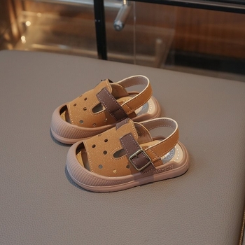 Ljetne sandale za bebe i djecu 0–3 godine, zatvoren prst, zaštita od udaraca, protuklizna mekana potplata, Velcro zatvarač, unisex