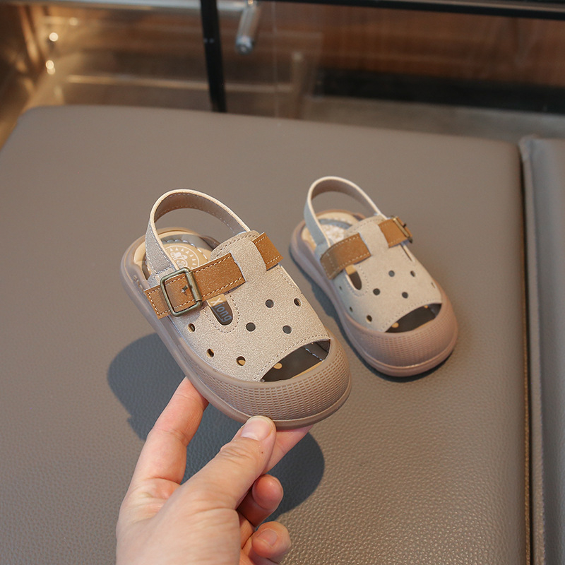 Ljetne sandale za bebe i djecu 0–3 godine, zatvoren prst, zaštita od udaraca, protuklizna mekana potplata, Velcro zatvarač, unisex