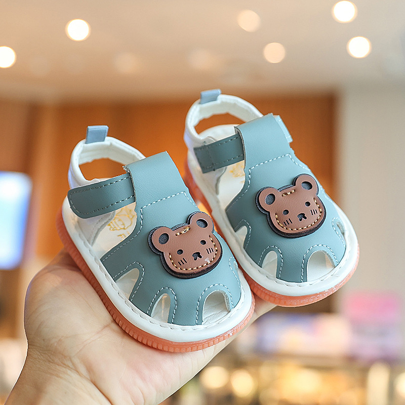 Sandale pentru copii mici, partea superioară din piele sintetică, închidere Velcro, talpă anti-derapantă, design cu imprimeu Cartoon, pentru 12-36 luni și 24-48 luni
