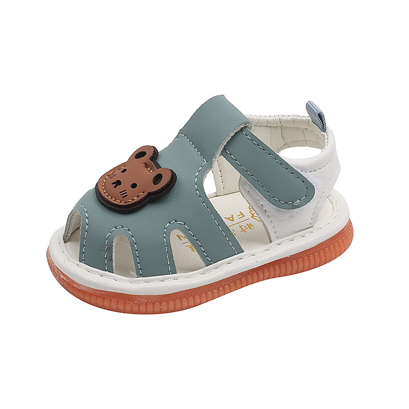 Sandale pentru copii mici, partea superioară din piele sintetică, închidere Velcro, talpă anti-derapantă, design cu imprimeu Cartoon, pentru 12-36 luni și 24-48 luni