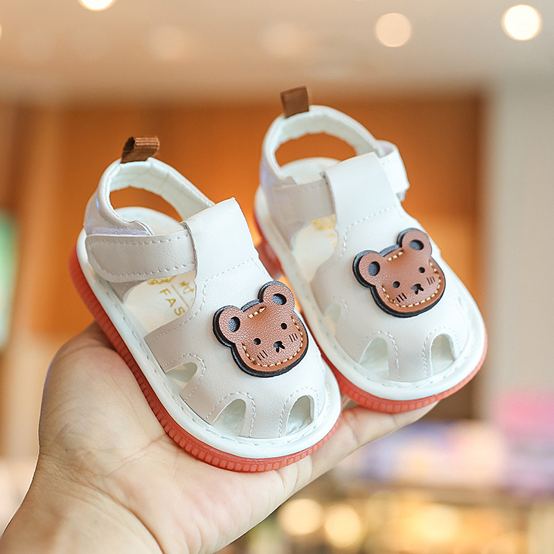Sandale pentru copii mici, partea superioară din piele sintetică, închidere Velcro, talpă anti-derapantă, design cu imprimeu Cartoon, pentru 12-36 luni și 24-48 luni