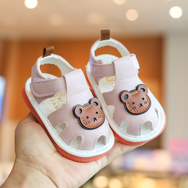 Sandale pentru copii mici, partea superioară din piele sintetică, închidere Velcro, talpă anti-derapantă, design cu imprimeu Cartoon, pentru 12-36 luni și 24-48 luni