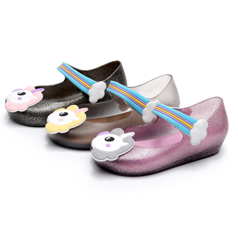 Dječje jelly sandale za plažu s Velcro zatvaračem, PVC gornji dio, gumena podloga, karikatura uzorak