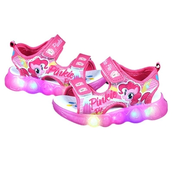 Sandale de plajă pentru fete cu prințesa din desene animate, închidere Velcro, partea superioară din piele sintetică, talpă TPR, lumini