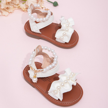 Sandale pentru fete, bretea unică, stil prințesă, PU partea superioară, talpa TPR, închidere Velcro.