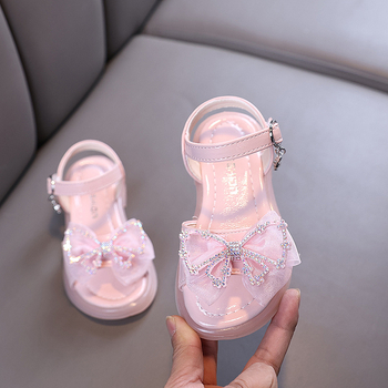 Sandale de prințesă pentru fete - partea superioară din piele artificială - talpă din tendon de vițel - închidere Velcro - potrivite pentru 1–12 ani - vară 2025