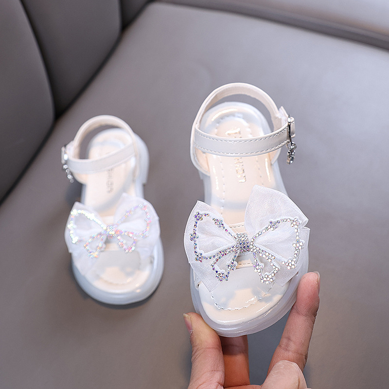 Sandale de prințesă pentru fete - partea superioară din piele artificială - talpă din tendon de vițel - închidere Velcro - potrivite pentru 1–12 ani - vară 2025