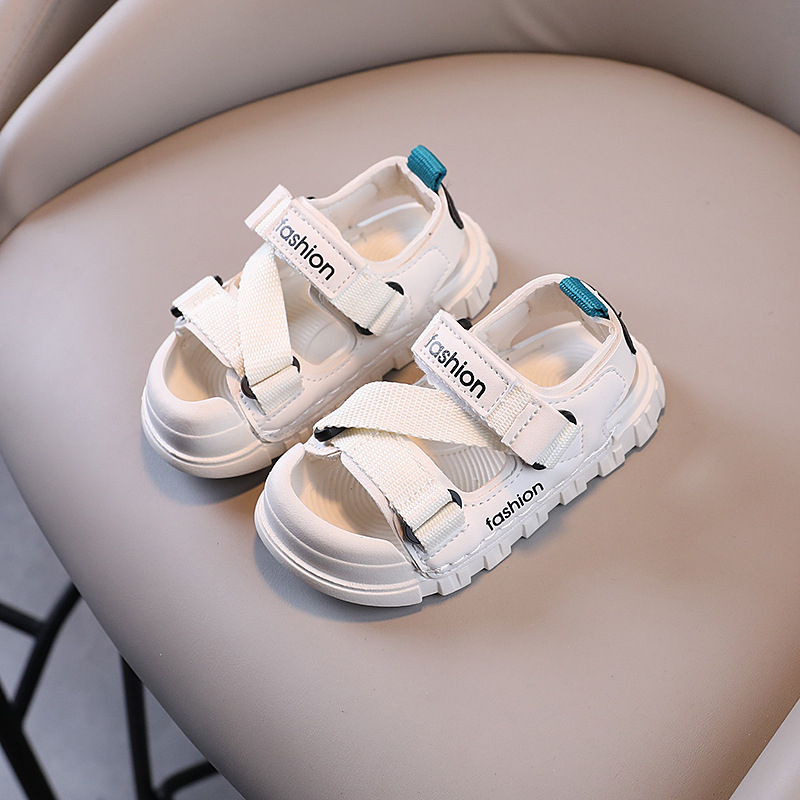 Sandale sport pentru copii 1–6 ani, vârf închis, talpă moale, închidere Velcro, model în dung