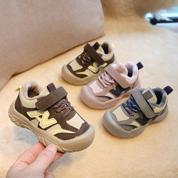 Adidași sport pentru copii, iarnă, cu Velcro, suprafață PU+mesh, talpă cu bule, ușori