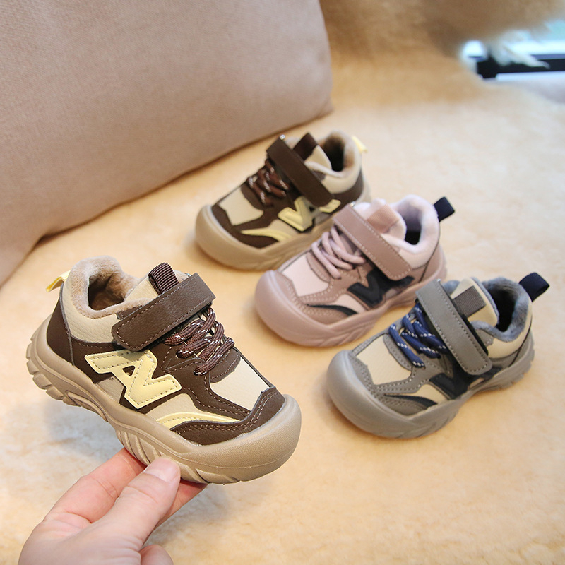 Adidași sport pentru copii, iarnă, cu Velcro, suprafață PU+mesh, talpă cu bule, ușori