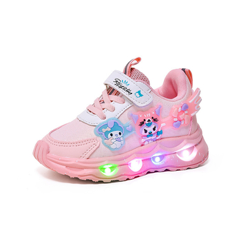Kuromi crtane svjetleće tenisice za djevojčice, s Velcro zatvaranjem, princes stil, casual obuća