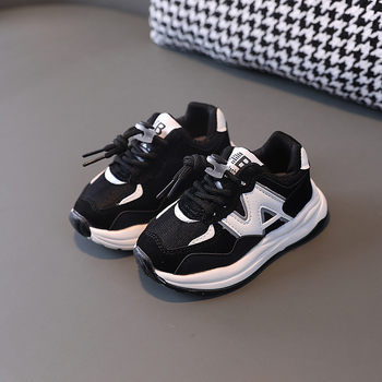 Dad Shoes pentru copii, partea superioară PU + plasă, închidere Velcro, ușoare, talpă din cauciuc, 7-12 ani