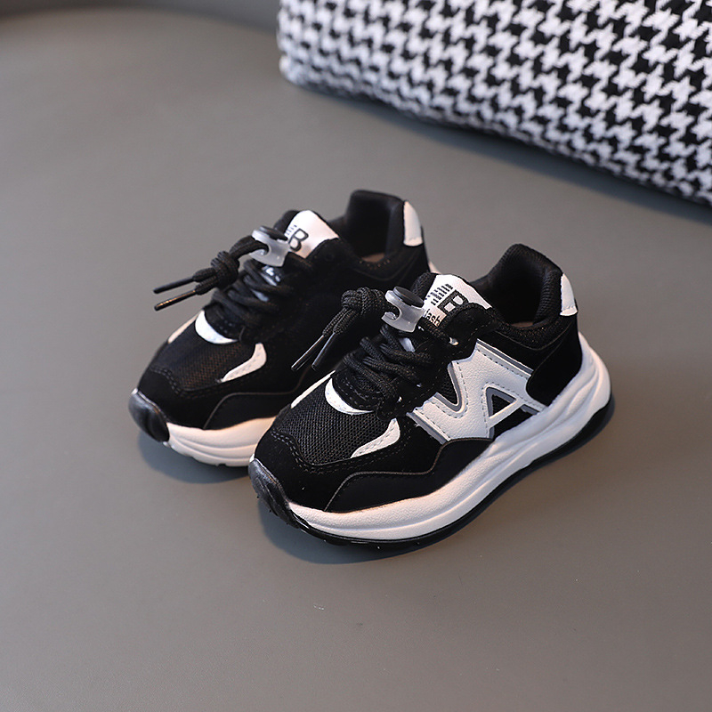 Dad Shoes pentru copii, partea superioară PU + plasă, închidere Velcro, ușoare, talpă din cauciuc, 7-12 ani