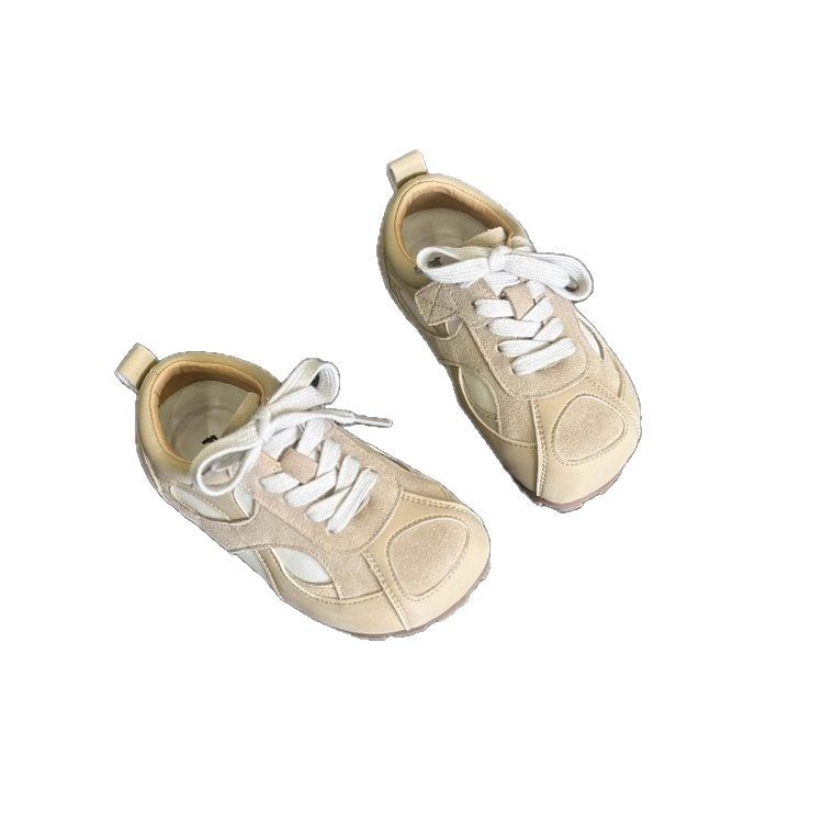 Dječje trkačke tenisice Unisex - prozračan gornji dio od sintetičke kože, Velcro zatvarač, gumeni potplat, Koreanski stil inspiriran Forrest Gump, proljeće 2025