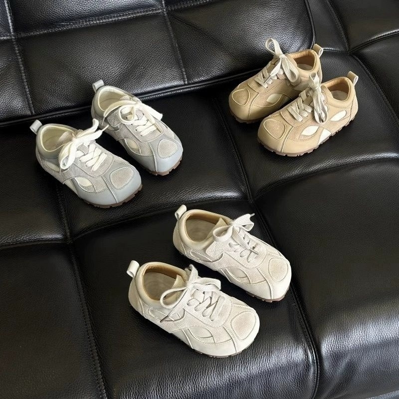 Dječje trkačke tenisice Unisex - prozračan gornji dio od sintetičke kože, Velcro zatvarač, gumeni potplat, Koreanski stil inspiriran Forrest Gump, proljeće 2025